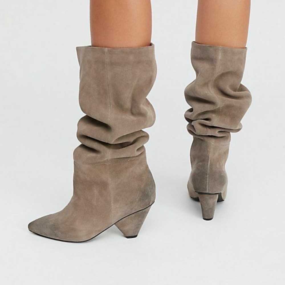 Free People Slouch Gray Suede Boot - 8